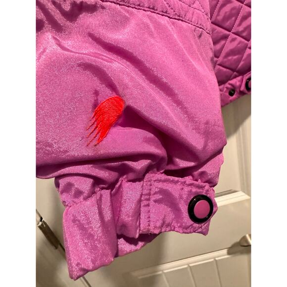 90's Roffe Skiwear Neon Pink Geometric pattern ski jacket Womens 10 - Picture 5 of 9
